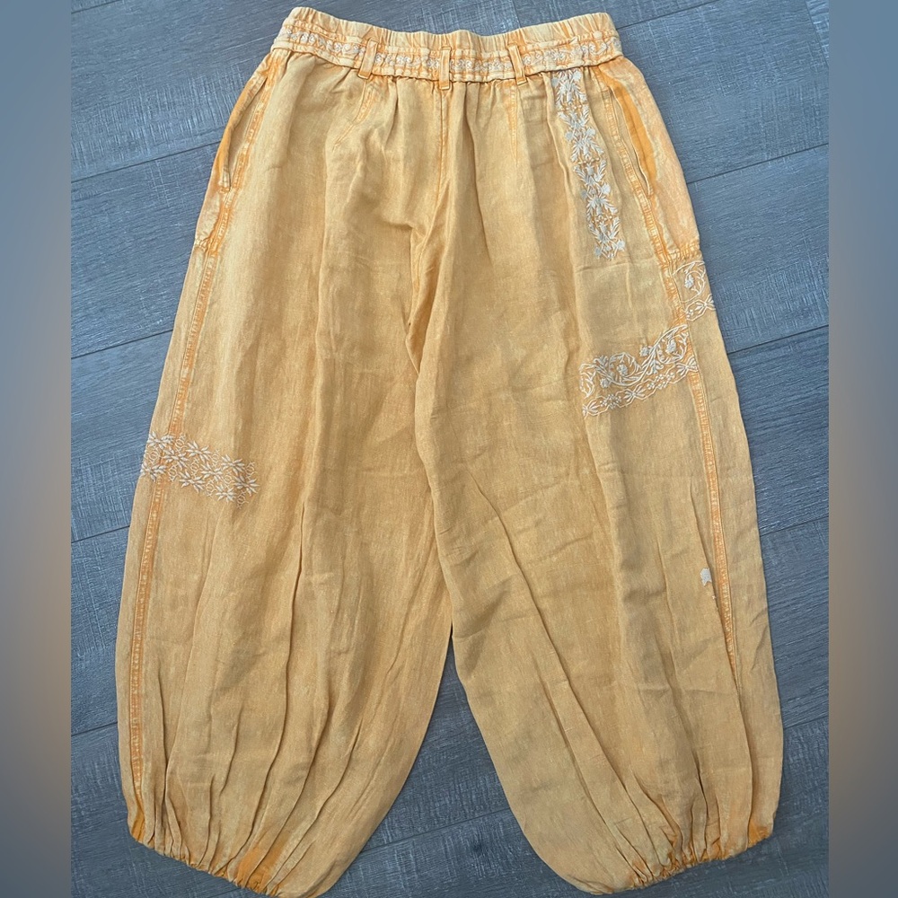 Anthropologie Linen Blend Embroidered Parachute Pants Size Small - Picture 3 of 9
